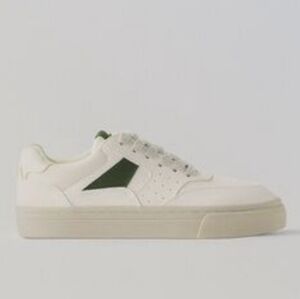ZARA Cream/green Retro Sneakers Sz 8